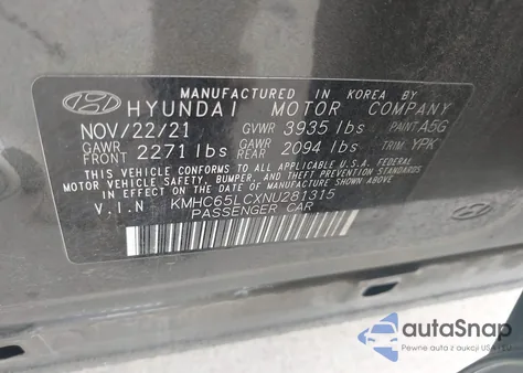 2022 Hyundai Ioniq Hybrid Blue из США, поврежденный, VIN KMHC65LCXNU281315